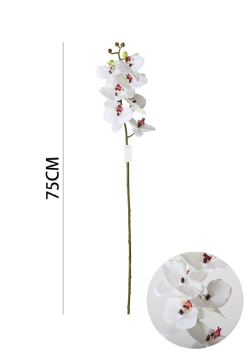 [630886-白红心] Rama de flores artificiales de orquídeas tropicales - Decoración floral