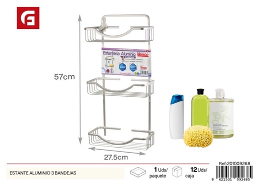 [201009268] Estante de aluminio 3 bandejas - Accesorios de baño y estanterías