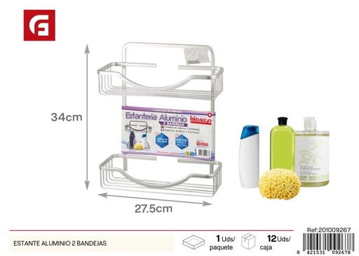 [201009267] Estante de aluminio 2 bandejas - Accesorios de baño y estanterías