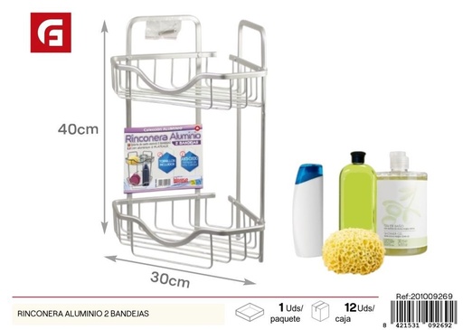 [201009269] Rinconera de aluminio 2 bandejas - Accesorios de baño y estanterías