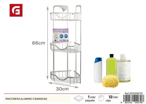 [201009270] Rinconera de aluminio 3 bandejas - Accesorios de baño y estanterías
