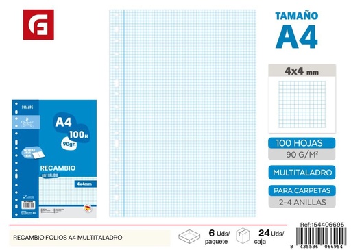 [154406695] Recambio folios A4 multitaladro - Suministros de oficina
