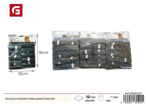 [166861501] Bolsitas higiénicas para mascotas 20 unidades negras - Accesorios para mascotas