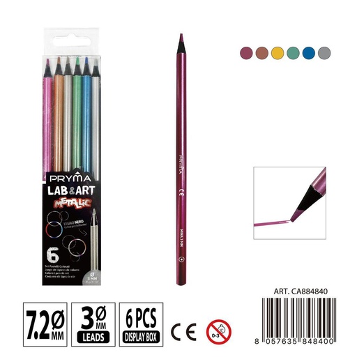 [0235714] Lápices de colores metálicos 6 PZ - Variados para manualidades