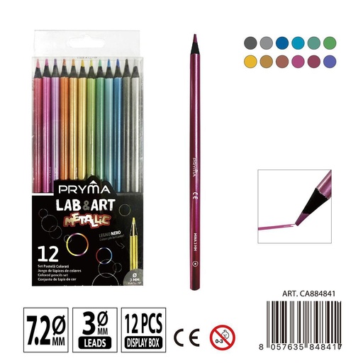 [0235715] Lápices de colores metálicos 12 PZ - Brillantes y creativos