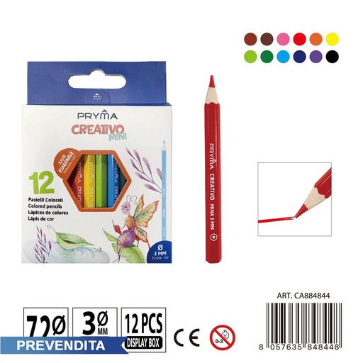 [0235718] Mini lápices de colores creativos 12 uds - Material de dibujo