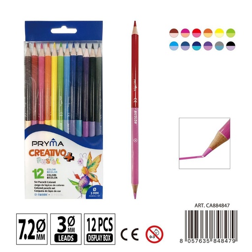 [0235721] Lápices de colores dobles 12 PZ - Clásicos y tonos pasteles