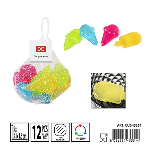 [0239084] Cubitos de hielo reutilizables de helado 12 PZ 5x3.1x1.6 cm - Para bebidas heladas