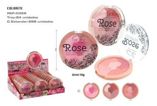 [C059-01] Paleta colorete flor 24/U - Colores vibrantes para el rostro