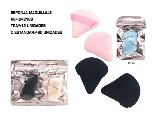 [042189] 2 borlas de maquillaje acabado terciopelo 12/U - Suaves al tacto