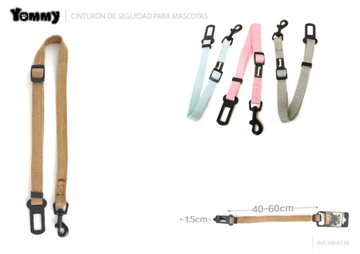 [YM6130] Cinturón de seguridad para perros 1.5 cm*40-60 cm - Accesorios para viajes en automóvil