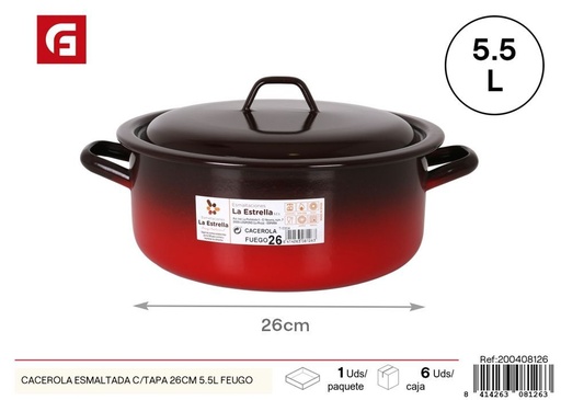 [200408126] Cacerola esmaltada c/tapa 26 cm 5.5L Feugo - Utensilios de cocina y ollas