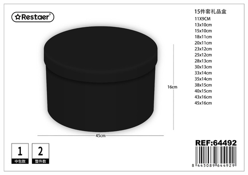 [64492] Caja redonda 15 piezas 45x16 cm - Cajas de cartón para regalos