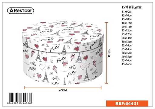 [64431] Caja redonda 15 piezas 45x16 cm - Cajas de cartón para regalos