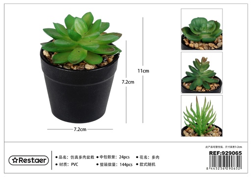 [929065] Planta decorativa suculenta en maceta 7.2*7.2*11 cm - Flores artificiales y decoración