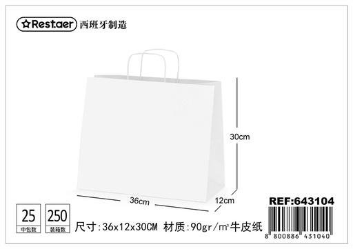 [643104] Bolsa de regalo blanca 36*12*30 cm - Embalaje ecológico