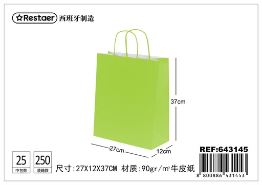 [643145] Bolsa de regalo pistacho 27*12*37 cm - Embalaje fresco