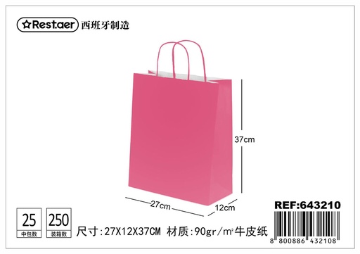 [643210] Bolsa de regalo rosa 27*12*37 cm - Embalaje suave