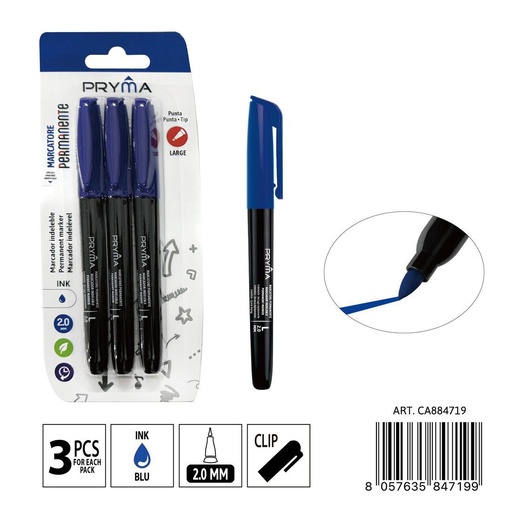 [0235671]  Marcador permanente punta redonda L 2mm azul - Artículos de escritura y marcadores