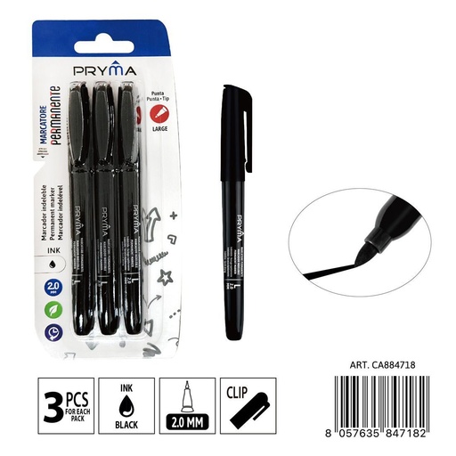 [0235670]  Marcador permanente punta redonda L 2mm negro - Artículos de escritura y marcadores