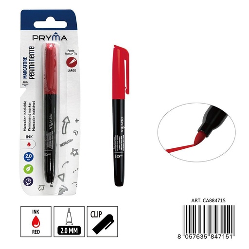 [0235667] Marcador permanente punta redonda 2mm rojo - Herramientas de escritura y marcadores