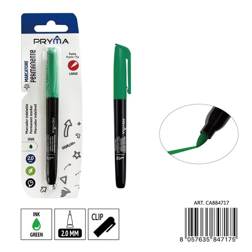 [0235669]  Marcador permanente punta redonda L 2mm verde - Artículos de escritura y marcadores