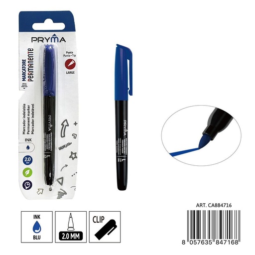 [0235668]  Marcador permanente punta redonda L 2mm azul - Artículos de escritura y marcadores