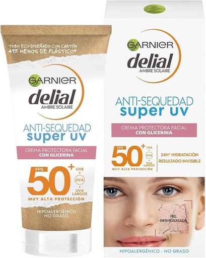 [3600541276536] Cremas solares Garnier Delial Facial SPF50 50ml - Protección solar facial y cuidados de la piel
