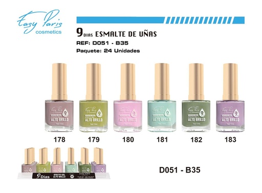 [D051-B35] Laca de uñas 9 días 24/U - Esmaltes de larga duración
