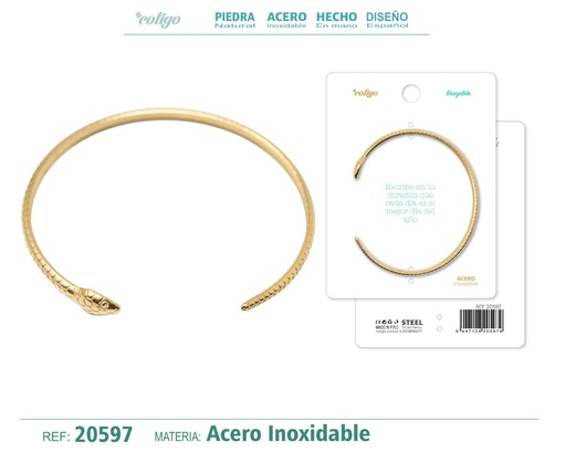 [20597] Brazalete de acero color dorado - Joyería