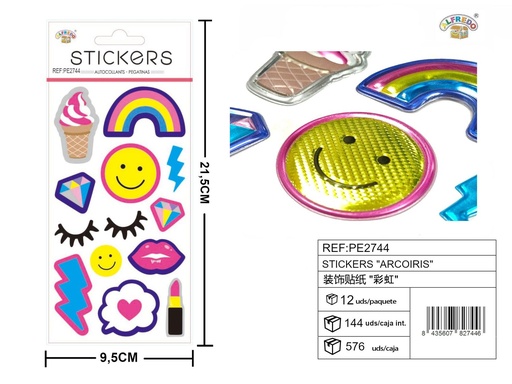 [PE2744] Stickers "Arcoíris" 9.5X21.5CM - Artículos de papelería