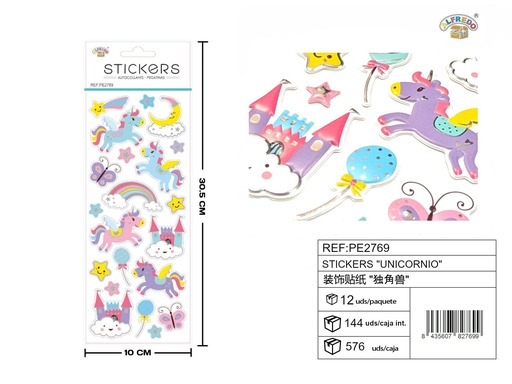 [PE2769] Stickers "Unicornio" 10X30.5CM - Artículos de papelería