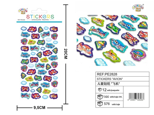 [PE2828] Stickers "Avión" 9.5X20CM - Artículos de papelería