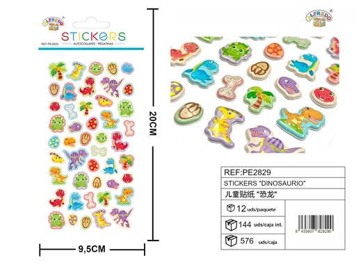 [PE2829] Stickers "Dinosaurio" 9.5X20CM - Artículos de papelería
