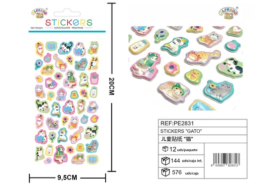 [PE2831] Stickers "Gato" 9.5X20CM - Artículos de papelería