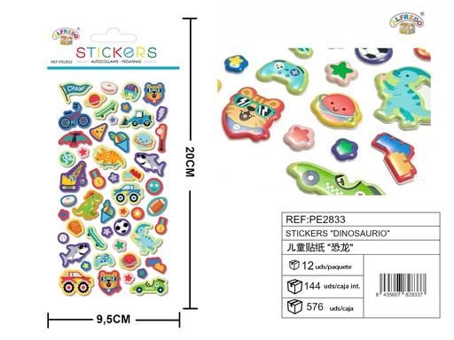 [PE2833] Stickers "Dinosaurio" 9.5X20CM - Artículos de papelería