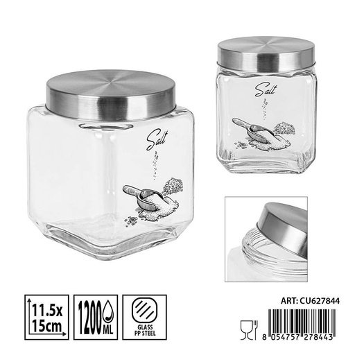 [0236251] Bote de vidrio con tapa para sal 11.5x15 cm 1200 ml - Almacenamiento en vidrio