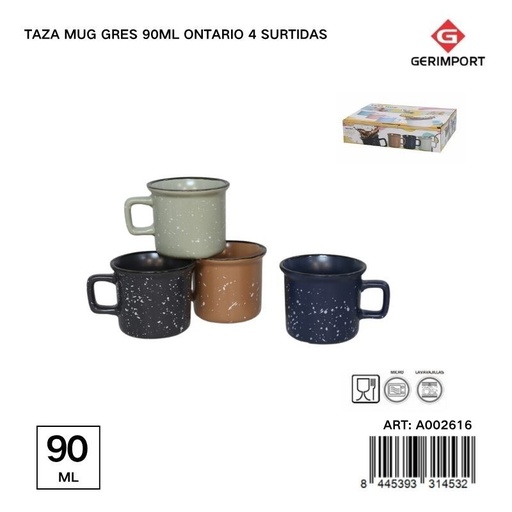 [A002616] Taza de gres 90ml modelo Ontario - Utensilios de mesa