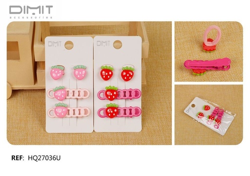 [8435693874676] Pack de gomas y pinzas fresa - Pack de 12 unidades