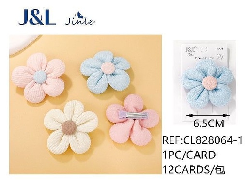 [8445801318299] Pinza de pelo flor niñas 12/u 6.5 cm CL828064-1 - Accesorios para el cabello y pinzas