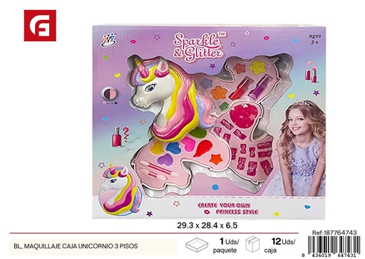 [187764743] Caja de maquillaje unicornio 3 pisos - Juguetes para belleza