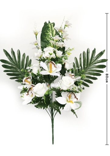 [6101094奶白] Ramo de orquídea con copas 14 cabezas - Ramos para decoración