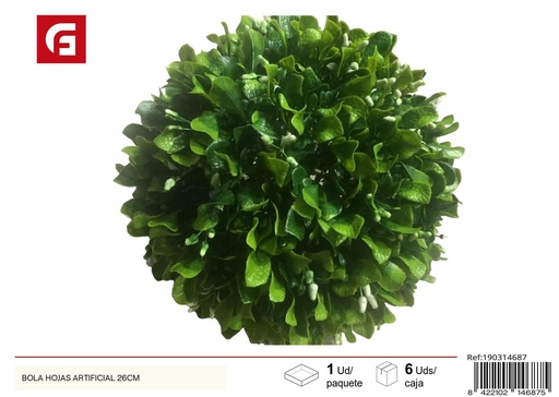 [190314687] Bola de hojas artificial 26 cm - Decoración de jardín y plantas artificiales