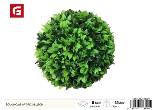 [190314691] Bola de hojas artificial 22 cm - Decoración de jardín y plantas artificiales