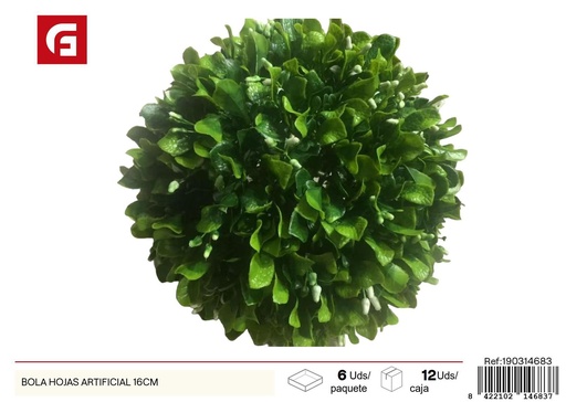 [190314683] Bola de hojas artificial 16 cm - Decoración de jardín y plantas artificiales