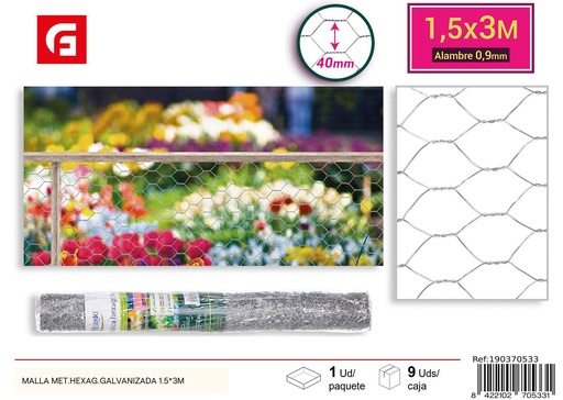 [190370533] Malla metálica hexagonal galvanizada 1.5*3m - Accesorios para jardín