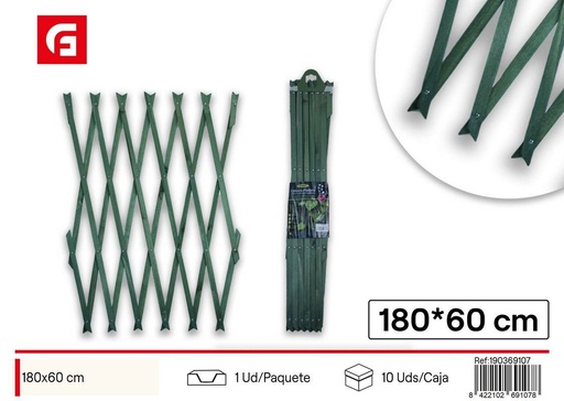 [190369107] Celosía de madera verde 180 x 60 cm - Jardín y cercas