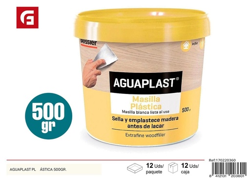 [170220360] Masilla plástica Aguaplast 500 g - Pintura y masillas en bote