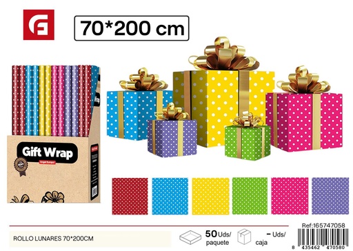 [165747058] Papel de regalo rollo lunas 70x200 cm - Suministros de regalos