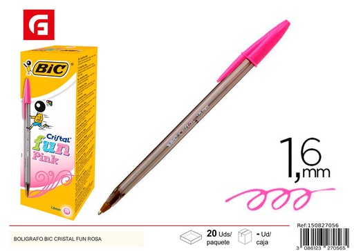 [150827056] Bolígrafo BIC Cristal Fun rosa - Papelería y material escolar